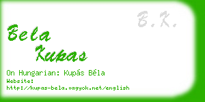 bela kupas business card