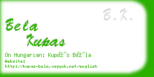 bela kupas business card